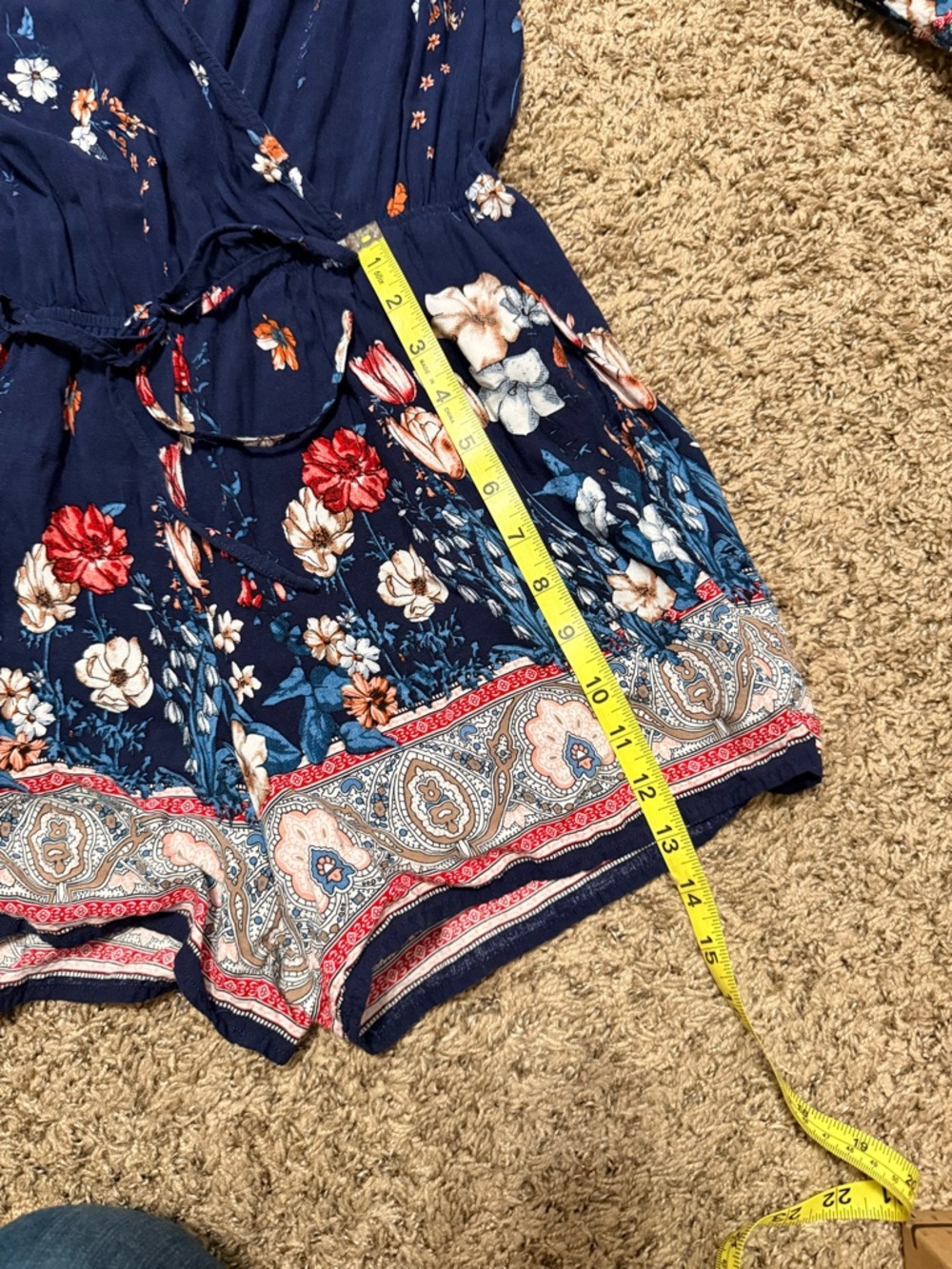 ☀️ Kori America • Navy Floral Wrap Tunic Romper • Women’s Size Small - Picture 12 of 15